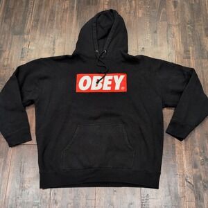 Obey Black Hoodie with Red Logo